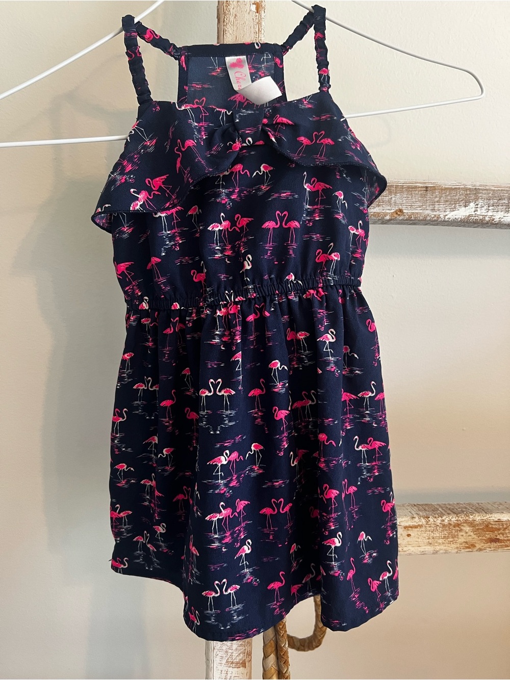 Cherokee Navy Sundress with Pink Flamingo Print